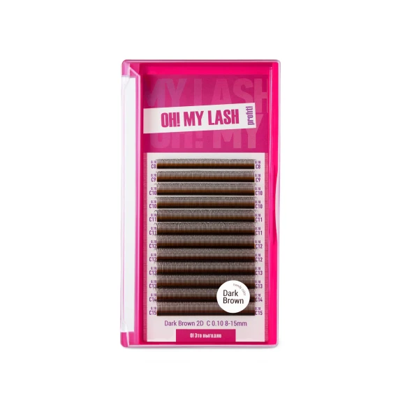 Ресницы темно-коричневые OH! MY LASH в пучках одинарные 2D - 12 линий - MIX M 0.10 7-12мм