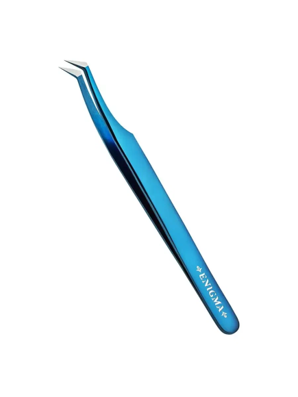 Пинцет L new Enigma (Blue metallic, с ручной заточкой extra-sharp)