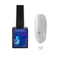 Жидкий Poly Gel TNL №10 молочный с голографической поталью (10 мл)