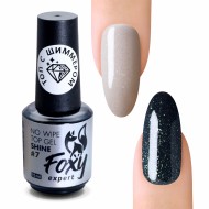Верхнее каучуковое покрытие без Л/С с шиммером #07 (No wipe top gel SHINE #07), 10 ml, Foxy Expert Верхнее каучуковое покрытие без Л/С с шиммером #07 (No wipe top gel SHINE #07), 10 ml, Foxy Expert