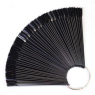 Палитра (типсы) "веер" для лаков на кольце, 50шт, черная