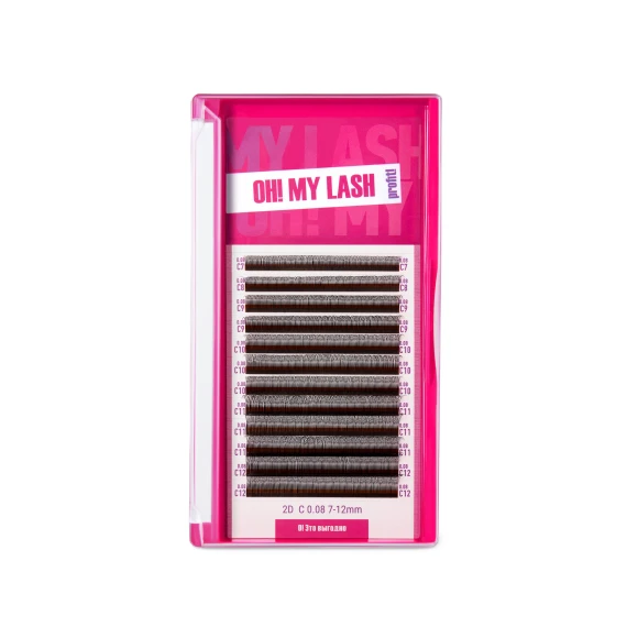 Ресницы черные OH! MY LASH в пучках одинарные 2D - 12 линий - MIX D 0.10 8-15мм