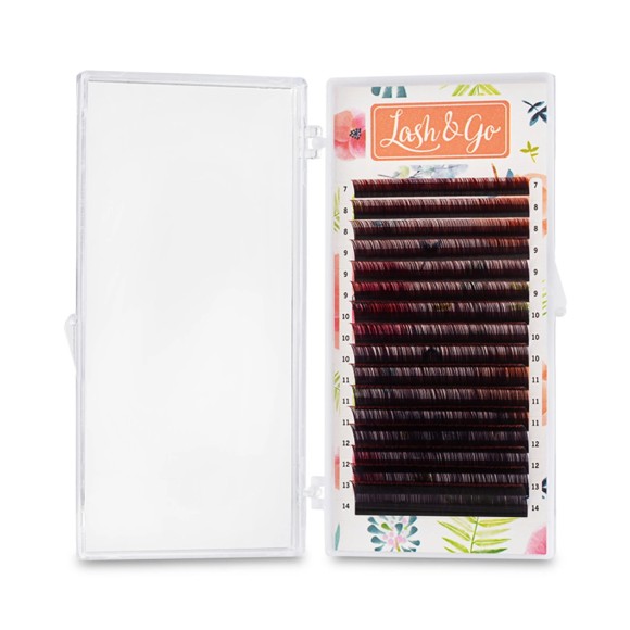 Омбре ресницы Lash&Go микс 0,07/D/7-14 mm "Красный" (16 линий)