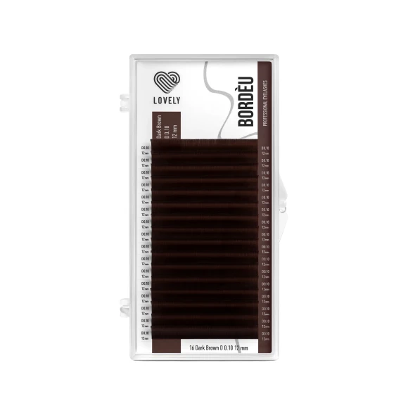 Ресницы темно-коричневые LOVELY Bordèu - 16 линий - MIX (M 0.10 6-13мм)