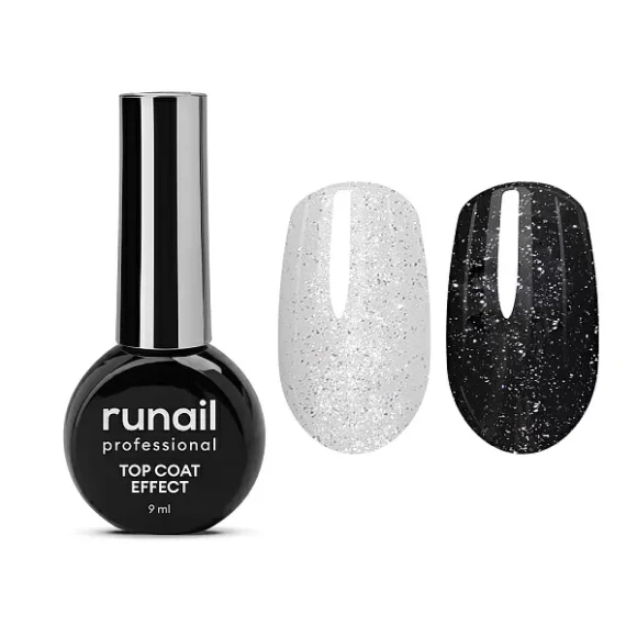 Глянцевый топ Top Сoat EFFECT SILVER SHINE, 9 мл №9911 ruNail