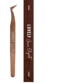 Пинцет для наращивания ресниц Lovely NanoFiber, серия Grace Elegante Bronze, тип Сапожок Пинцет для наращивания ресниц Lovely NanoFiber, серия Grace Elegante Bronze, тип Сапожок