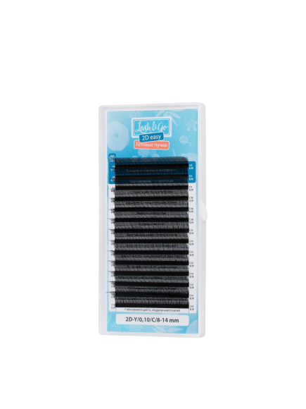 Черные ресницы Lash&Go микс готовые пучки Y 2D 0.07/L/8-14 mm 14 линий