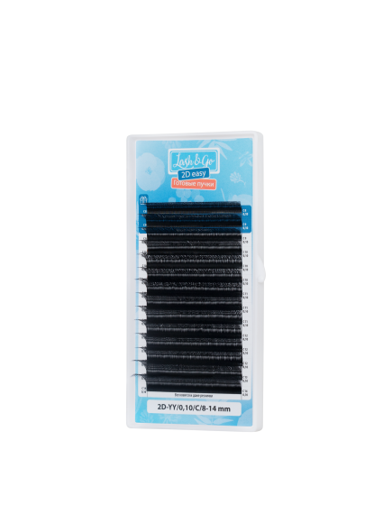 Черные ресницы Lash&Go микс готовые пучки YY 2D 0.10/L/8-14 mm 14 линий
